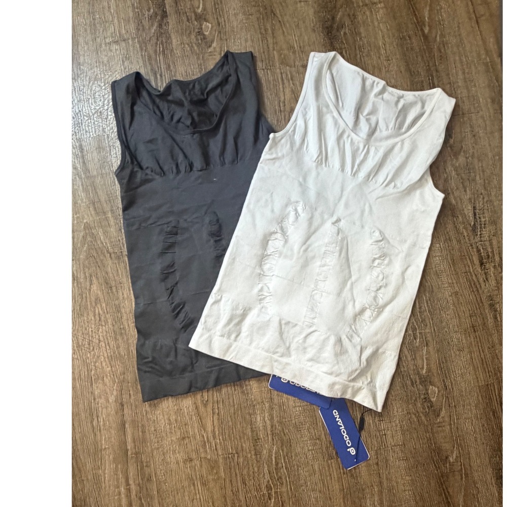 Odoland Mens Body Shaper Vest 2 Pack Compression Tank Top White Black NWT
